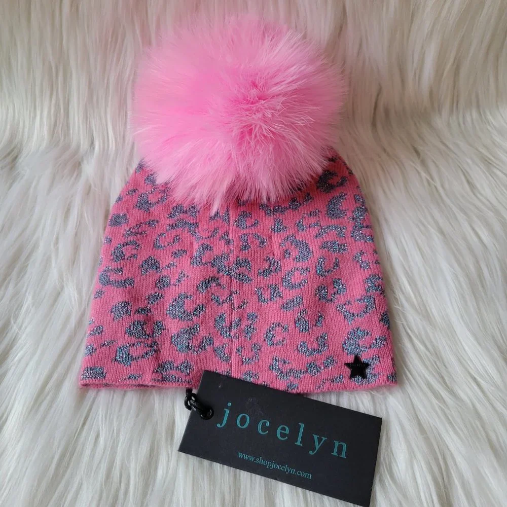 Jocelyn Kids PomPom Leopard Hat